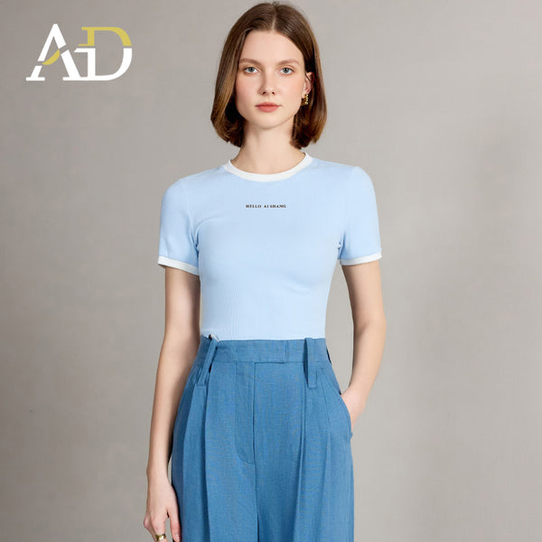 Blue Fitted Short Sleeve Tee