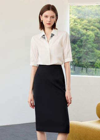 Black High Waist Midi Skirt